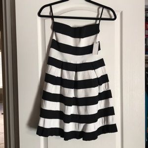 Black and White Stripe Strapless Dress